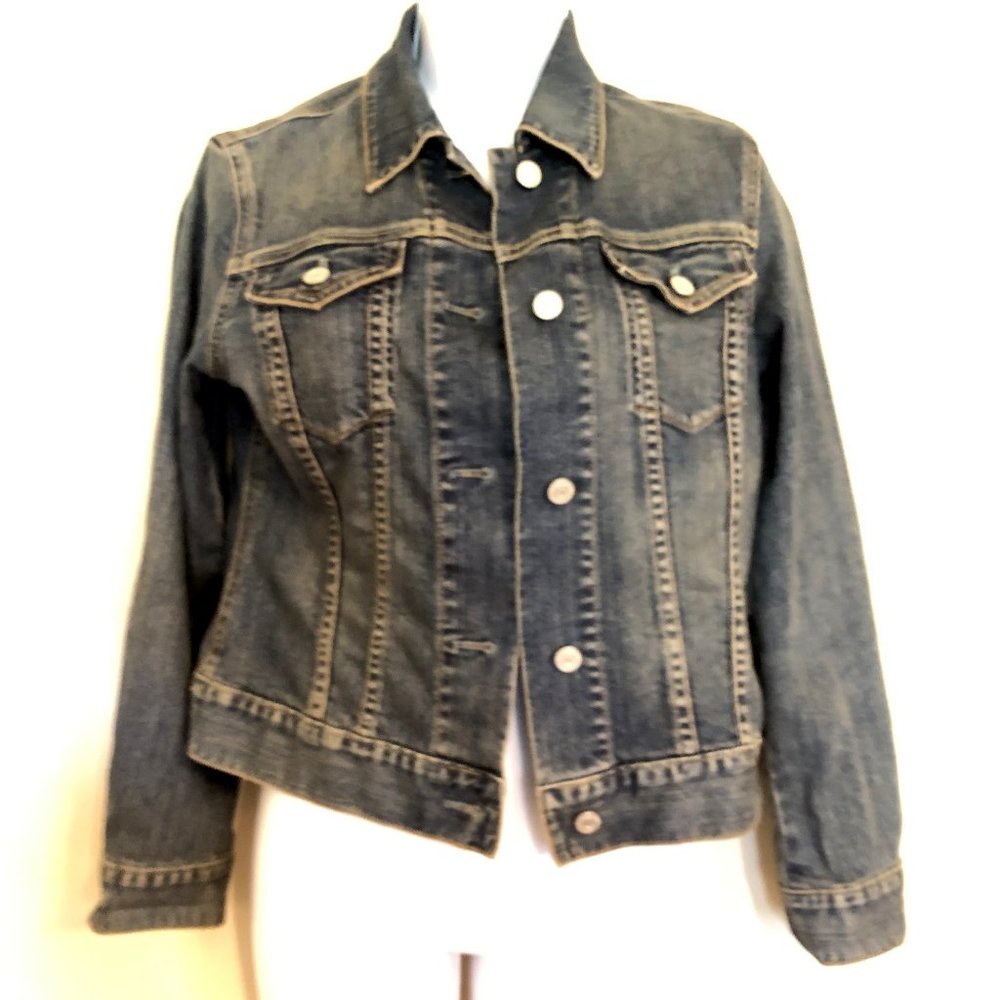Vtg Y2K GAP Stretch Jeans Trucker Jacket sz S 2004